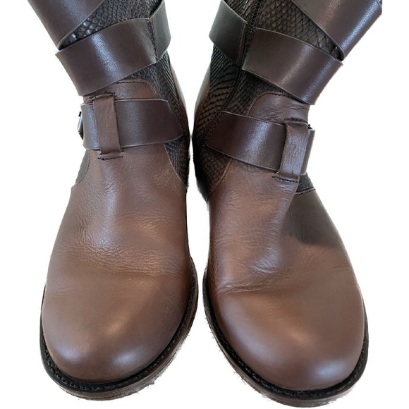 Sofft Aldina Brown Leather Strappy Side Zip Boots Size 7.5 - Picture 4 of 10